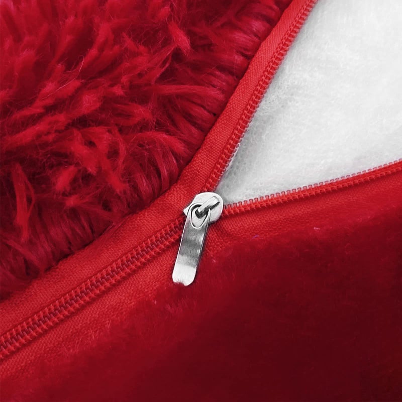 BBiggood Red Throw Pillow Covers  Pack of 2 Christmas Pillow Covers Decorative Pillows for Couch  Luxury Soft Faux Fur Throw Pillow Covers Decor Fluffy Pillows for Bedroom Bed  16 x 16 Inch - Image 5